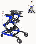 Rehabilitation Walker with Stand-Up Support, Height Adjustable 23-51 inches, 330 lbs Capacity, 4-Wheel Mobility Aid for Adults (Blue)