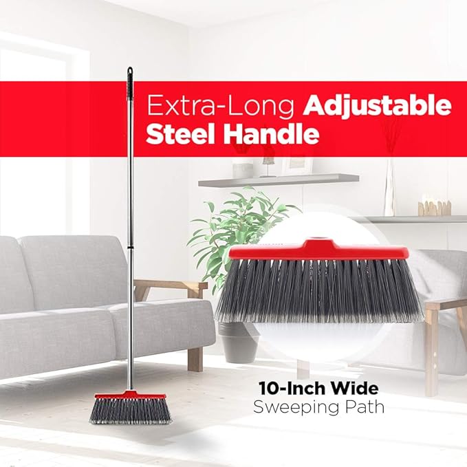 Fuller Brush Fiesta Broom Head Replacement – 10" Wide Broom Head with Split-End Bristles for Fine Dust and Crumb Pickup – Fits Adjustable Steel Handle (Sold Separately)