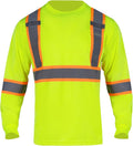 FONIRRA Hi Vis Shirts for Men Reflective ANSI Class 2 Safety Long Sleeve High Visibility Work Construction T Shirts
