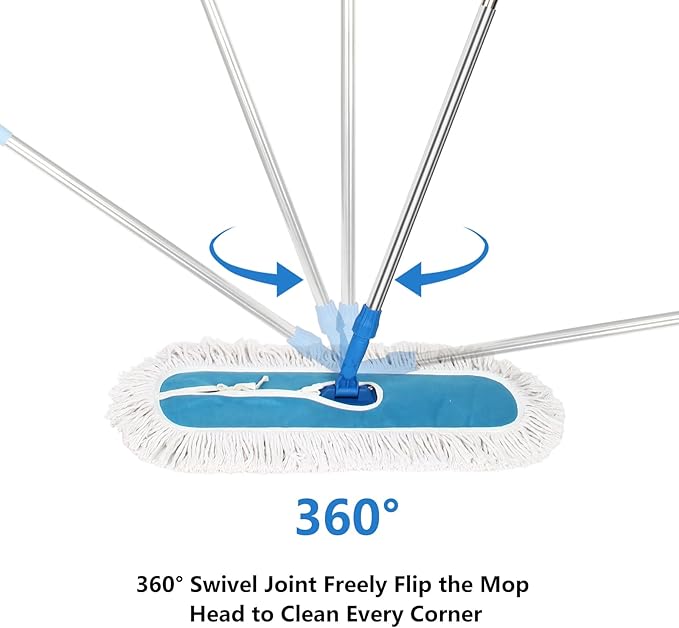 36" Commercial Dust Mop, MEIBEI Dust Floor Mop with Cotton mop Head, Dust Mop for Hardwood Floors with Long Handle, Industrial Dust Mop for Factory, Shopping Mall, Garage, Company, Hotel (36*5 inch)