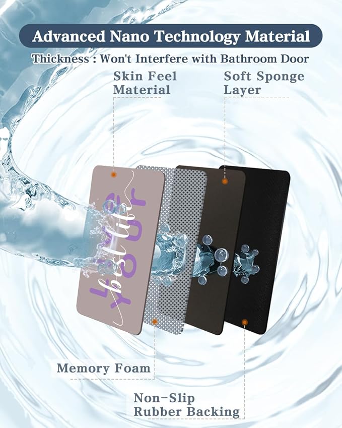 Bath Mat, Bathroom Mat Rugs Super Absorbent Shower Mats Non Slip Quick Dry Thin Rubber Mats for Bathroom Floor Fit Under Door, Shower Rug for Bathtub, Shower, Beige