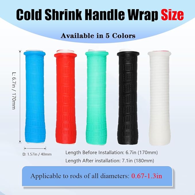 2 Pcs Cold Shrink Handle Wrap with Textured Grip – Silicone Non-Slip Cover for Secure Tool & Sports Handles – Durable, All-Weather Cold-Shrink Sleeve for Comfort & Control