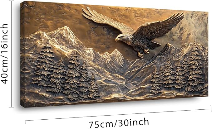 Brown Retro Country Eagle Wall Art for Bedroom Canvas Painting Prints Rustic Mountain Sky Vintage Art Deco Modern Artwork Office Farmhouse Decor