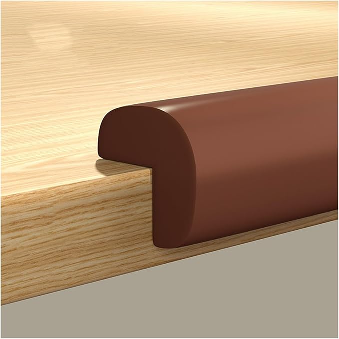 XPLKQXE Sharp Edge Safety Corner Edge Foam Padding, Edge Guards Bumpers Adhesive, Edge Corner Protector Guards for Table Edges & Sharp Corners(Brown,5pcs)