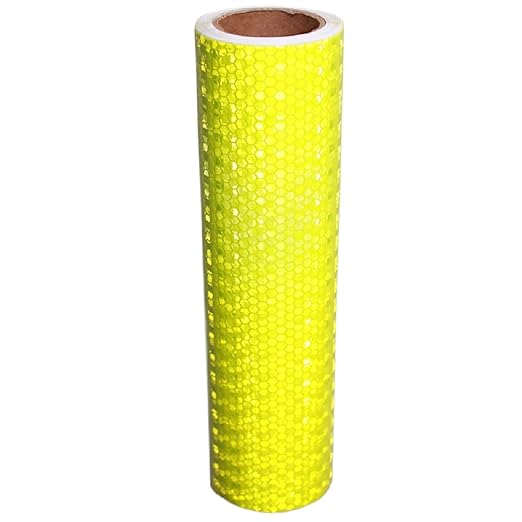Industrial Reflective Tape Fluorescent Yellow 8 inch Wide, Outdoor Waterproof Hazard Conspicuity Safety Warning Marking Tape (10 feet)