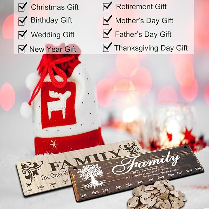 Birthday Gifts for Grandma, Family Birthday Tracker Reminder Calendar Board, Best Mom Grandma Christmas Mother Day Present Idea, Record Birthday in One Place, New Year Gift for Elderly
