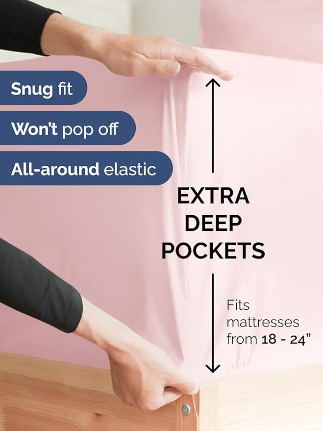 Extra Deep Twin XL Sheet Set - 4 Piece Breathable & Cooling Sheets - Hotel Luxury Bed Sheets Set - Easy Fit - Soft, Wrinkle Free & Comfy Sheets Set - Lavender Pink Sheet Set with Extra Deep Pockets