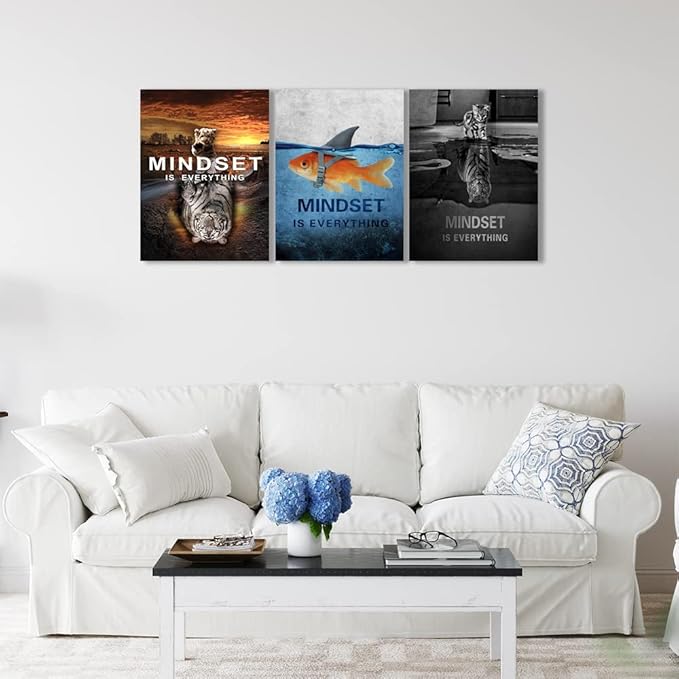 Inspirational Posters Motivational Wall Art Canvas Painting Sunrise Blue Sea Ocean Natural Landscape Wall Decor Sunset Ocean Beach Wall Art Poster Seascape Prints Artwork Wooden Framed