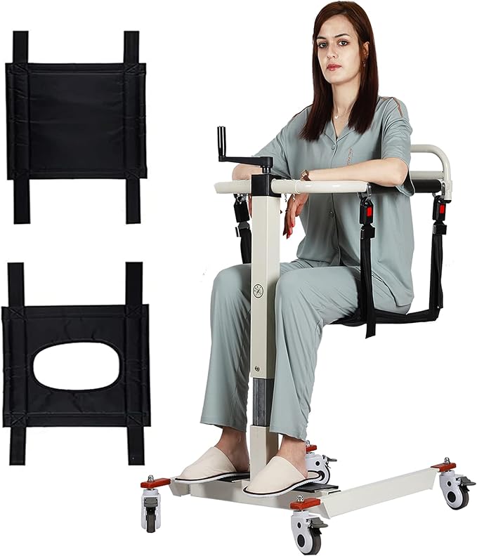 Patient Lift Transfer Chair, Patient Lift Wheelchair for Home, Wheelchair Lift for Home Portable Car Transfer Lift Chair for Disabled and Elderly Nursing, Height/Width Adjust (Basic Backrest)
