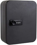VebaCidi Key Cabinet Steel with 20 Key Tags, Security Lock Box with Combination Lock, Wall Mounted Black Key Safe (20 Keys)