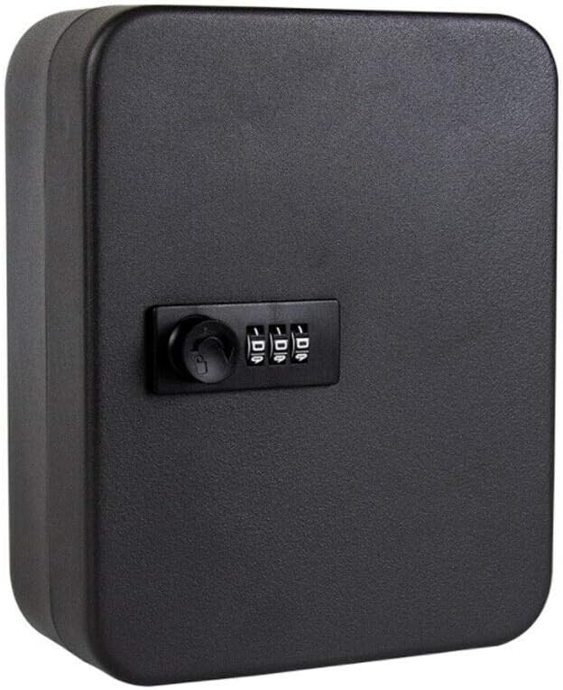 VebaCidi Key Cabinet Steel with 20 Key Tags, Security Lock Box with Combination Lock, Wall Mounted Black Key Safe (20 Keys)