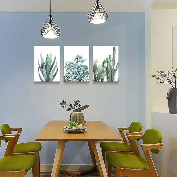 Canvas Wall Art For Living Room Bathroom Wall Decor For Bedroom Kitchen Artwork Canvas Prints Green Plant Flowers Painting 20" X 28" 3 Pieces Modern Framed Office Home Decorations Family Picture