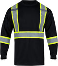 FONIRRA Hi Vis Shirts for Men Reflective ANSI Class 2 Safety Long Sleeve High Visibility Work Construction T Shirts Black