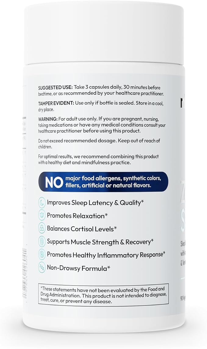 Mida Health® Zenful Sleep 6-in-1 Natural Sleep Aid for Adults Without Melatonin | Deep Sleep Supplement with Ashwagandha KSM-66® and Venetron® | Supports Cortisol Balance & Mood | 90 Capsules