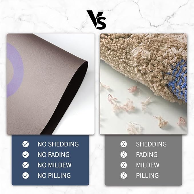 Bath Mat, Bathroom Mat Rugs Super Absorbent Shower Mats Non Slip Quick Dry Thin Rubber Mats for Bathroom Floor Fit Under Door, Shower Rug for Bathtub, Shower, Beige