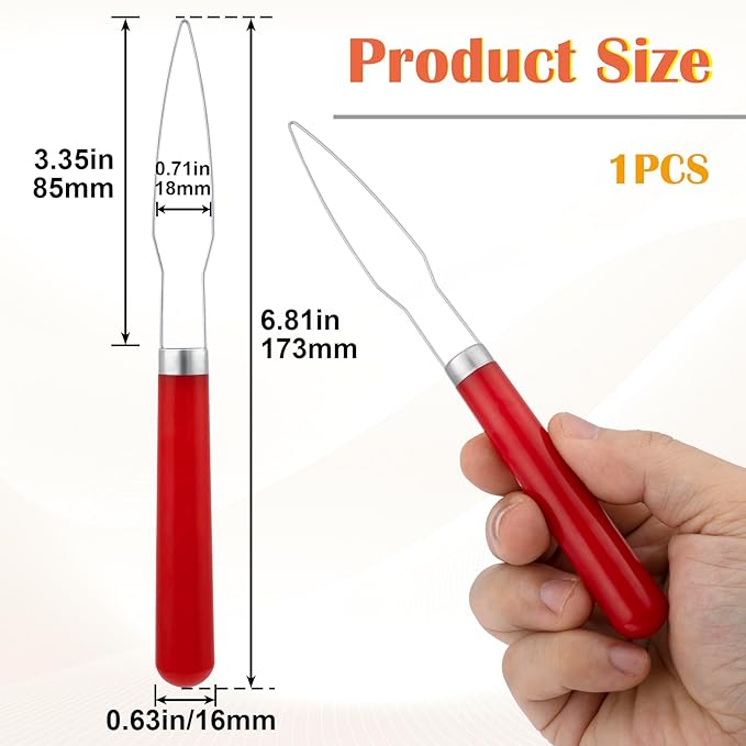Easy Button Hook, Steel Button Helper Tool for Elderly, Wide Plastic Handle Buttons Fastener Device Assist Dressing Aid Tool for Seniors One Hand - 1 Pack, Red