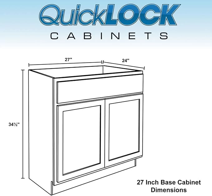 Quicklock RTA (Ready-to-Assemble) | Base Kitchen Cabinets - Shaker Style | Made in America (Rustic Hickory, 27" Wx34.5 Hx24 D Base)