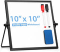 ARCOBIS Small WhiteBoard with Stand 10" X 10", Magnetic Double-Sided Dry Erase White Board Easel for Desk Students Home Office,Black