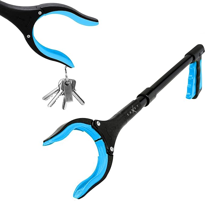Grabber Tool 19" Aluminum Magnetic Claw, Rotating Lightweight Foldable Reacher Grabber Pickup Tool, Gripper Grabbers for Elderly Grab it Reaching Tool Trash Picker Grabber, Blue, by Luxet