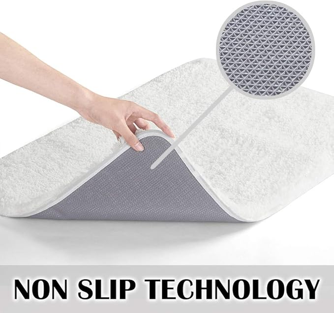 Suchtale Extra Soft & Absorbent Shaggy Bath Mat (24 x 40, White) - Machine Washable Microfiber, Non Slip, Luxury Bathroom Floor Mat