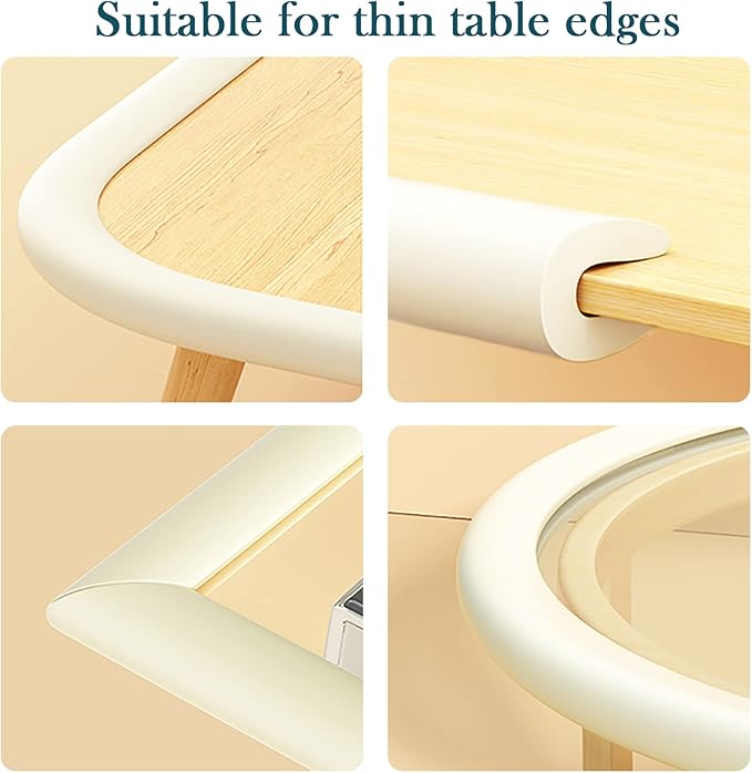 Baby Proof Edge Protectors 2-Pack (8Ft Total) - Ultra-Soft Foam U-Shaped Corner Guards for Table,Desk,Furniture - 4 Colors Safety Bumpers for Sharp Edges Under 2cm(Beige)