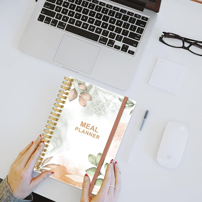Weekly Meal Planner - A5 Weekly & Daily Meal Prep Journal with Shopping and Grocery Lists for Menu Planning, 93 Sheets/186 Pages Healthy Diet & Weight Loss Tracking, Undated, 52 Weeks, Lasts 1 Year,