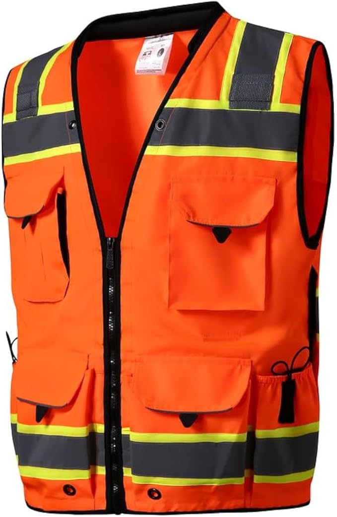 SKSAFETY 12 Pockets Professional level Safety Vest, Class 2 High Visibility Vest, ANSI/ISEA