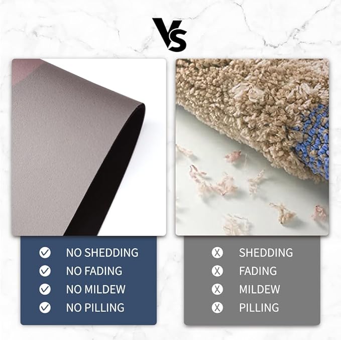 Bath Mat, Bathroom Mat Rugs Super Absorbent Shower Mats Non Slip Quick Dry Thin Rubber Mats for Bathroom Floor Fit Under Door, Shower Rug for Bathtub, Shower, Beige
