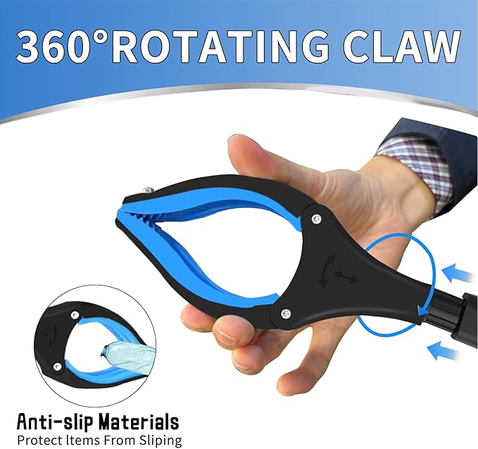Grabber Reacher Tool,43" Foldable Reacher Grabber Pickup Tool with 360° Rotating Jaw & Magnetic Tip, GarbageTrash Picker Upper Grabber,Lightweight Grabbers for Seniors/Elderly