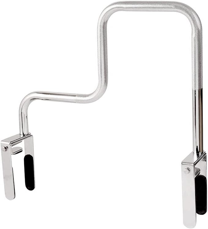 DMI Chrome Plated Adjustable Grab Bars for Bathtub and Showers for Seniors, Rust-Resistant Safety Rail with Textured Non-Slip Handle, 250 lb Capacity, Brackets Fit 3.3" - 5.8” Tub Walls
