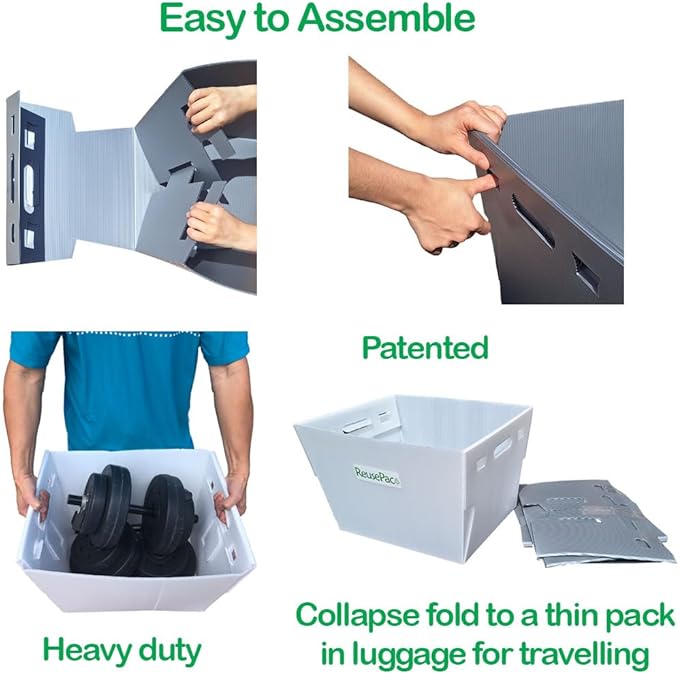 Postal Mail Tote Nestable Box, Storage Bin, Container, Basket, Organizer for Home and Business, Corrugated Plastic, Lightweight, Heavy Duty, Foldable,10 Gal (Sky Blue 4 Pack)