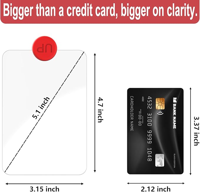 2 PCS 3X Leather Credit Card Magnifying Glass Fresnel Lens Large Area Wallet Page Pocket Magnifier Card Fire Starter, for Reading Small Prints, Sheets, Books, Low Vision Aids & Solar Projects