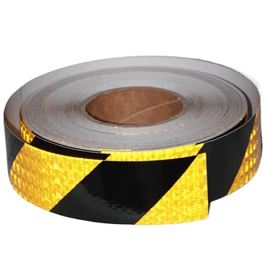 Yellow Black Reflective Tape 2 inch X 166 feet, Outdoor Waterproof Hazard Conspicuity Warning Industrial Marking Tape