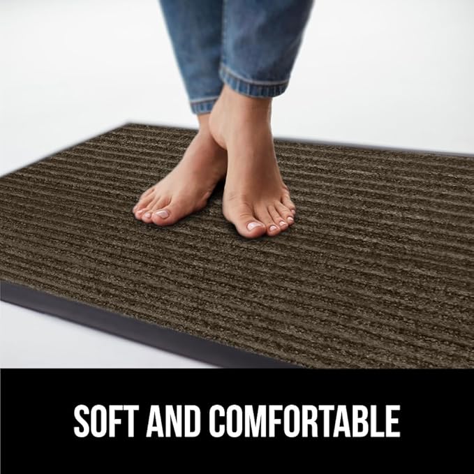 GORILLA GRIP Waterproof Traffic Guard Door Mat, 35x23, Heavy Duty Entryway Mats, Strong Rubber Back Commercial Utility Rugs for Office Hallway, Garage Floor and Home, Low Profile Carpet Runner, Brown