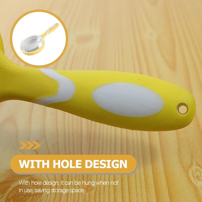 Reading Magnifier with Handle, Portable Handheld Magnifying Glass for Reading and Observation, Yellow Rubber Frame, Visual Aid Tool for Seniors and Low Vision Users