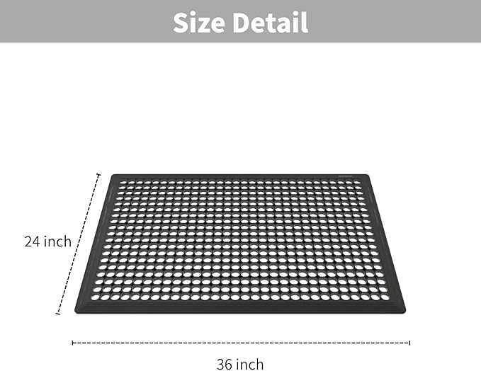 4 Pack Rubber Floor Mats 36”x24” - Heavy-Duty Non-Slip Kitchen Mat & Bar Floor Mat with Drain Holes, Odorless for Entrance, Restaurant, Indoor Outdoor