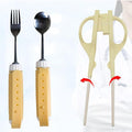 Auxiliary Tableware,Feeding/Elderly/Anti-shake Spoon,Fork, Fork and Spoon,Three-piece Set, yellow Handle Belt.