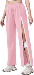 Deyeek Tear Away Pants for Women Side Slit Snap Sweatpants Loose Fit Post Surgery Casual Adaptive Clothing with Pockets