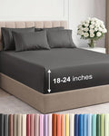 Extra Deep Queen Sheet Set - 6 Piece Breathable & Cooling Sheets - Hotel Luxury Bed Sheets Set - Easy & Secure Fit - Soft, Wrinkle Free & Comfy Sheets Set - Charcoal Sheet Set with Extra Deep Pockets
