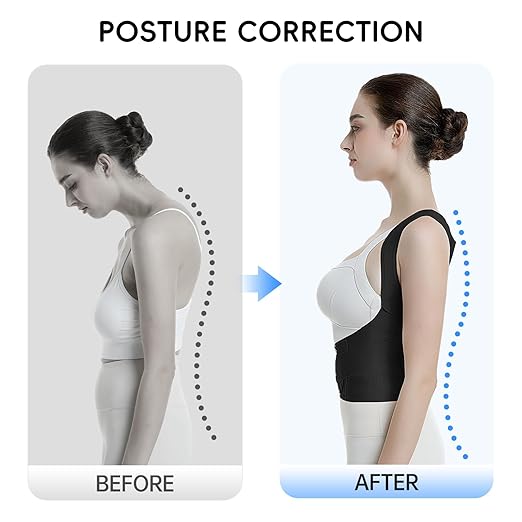 babaka Posture Corrector for Women, Invisible Lightweight Adjustable Back Brace for Upper and Lower Back Pain Relief, Hunchback, Hump, Scoliosis, Thoracic, Spine Corrector Under Clothes (Black, Small, Waist: 25''-30'')