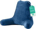 Sasttie 25-inch Reading Pillows for Sitting in Bed Adult, Jumbo Velvet Back Pillow Bed Sitting Up, XL High Back-Rest Support Cushion for Sit Up on Couch & Floor, Oeko-Tex Certified, Navy