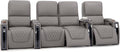 Seatcraft Apex Zero-Gravity CoolZero Italian Leather Home Theater Seating, Powered Headrest, Powered Lumbar, Powered Recline, Row of 4 Middle Loveseat, Gray