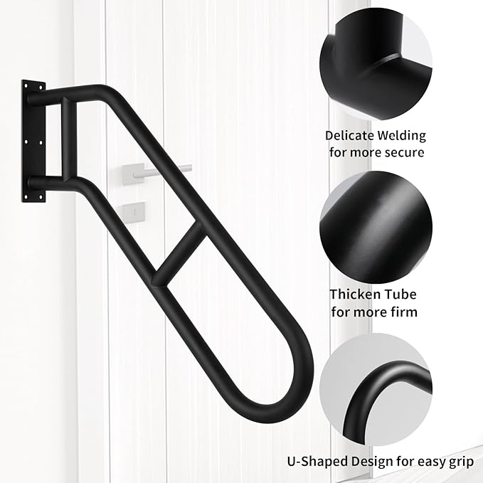 ROTHLEY Hand Rails for Outdoor Steps,Hand Rails for Elderly Porch Railing Deck Hand Rail Wall Mount Stair Hand Grab Bars U-Shape Safety Handle