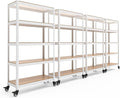 HOMEDANT House 5-Tier Metal Rolling Cart Shelf Rack Casters Heavy Duty Laminated Wheel Shelving Unit Adjustable Utility Storage Shelves Organizer Shelf Kitchen Garage (4, (M) 36.2" W, White)