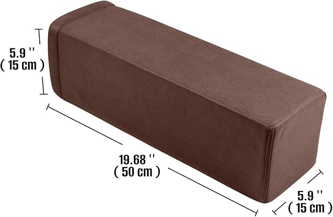 2 Pack Couch Arm Rest Pillow, 6''x6''x20'' Faux Leather Waterproof Cover, High Density Foam Armrest Cushion, Removable & Washable Elbow Support for Sofa, Bed, and Armchair (Dark Brown)