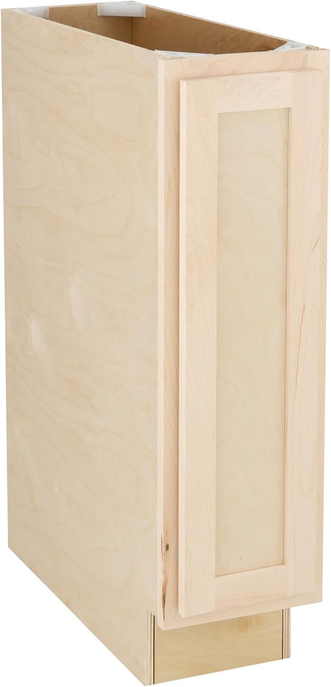 Quicklock RTA (Ready-to-Assemble) | Base Kitchen Cabinets - Shaker Style | Made in America (Raw Maple, 9" Wx34.5 Hx24 D Base)