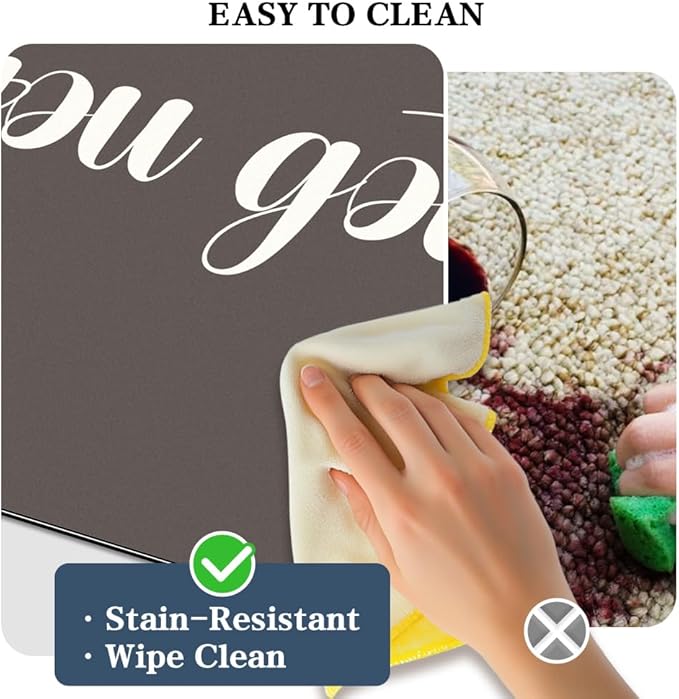 Bath Mat, Bathroom Mat Rugs Super Absorbent Shower Mats Non Slip Quick Dry Thin Rubber Mats for Bathroom Floor Fit Under Door, Shower Rug for Bathtub, Shower, Beige