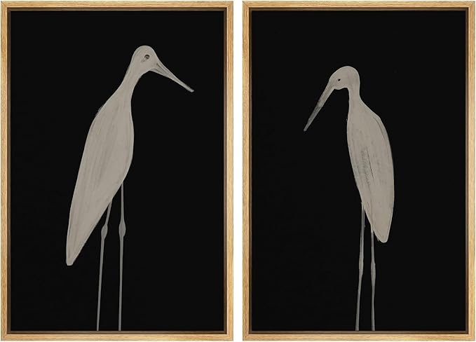 MUDECOR Framed Canvas Print Wall Art Minimalist Crane Silhouettes Illustrations Modern Art Decorative Bohemian Colorful for Living Room, Bedroom, Office - 16"x24"x2 Natural