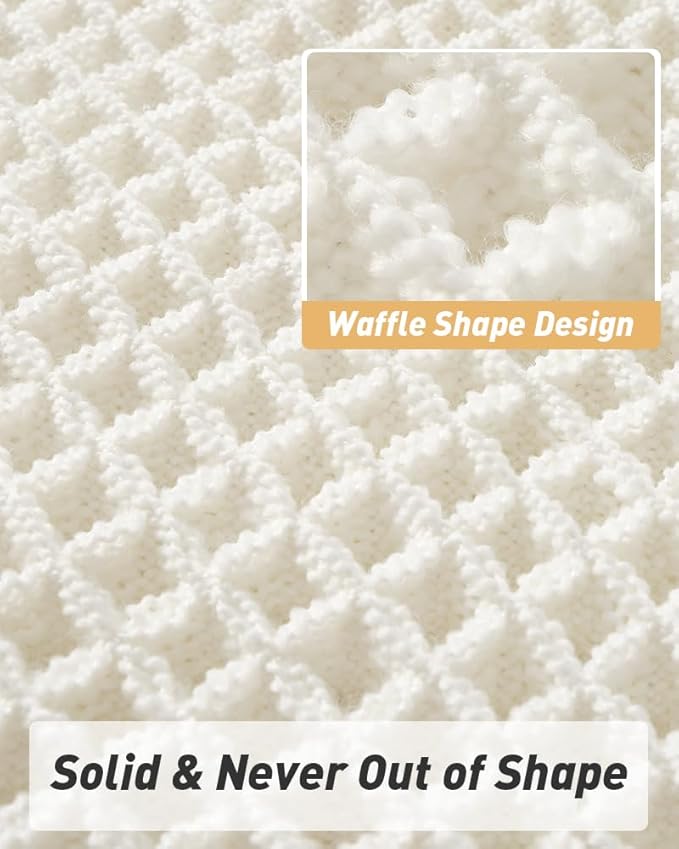 AMOAMI Waffle Runner Rug Super Absorbent Non Slip Bath Mats for Bathroom Floor, Machine Washable Boho Bathroom Runner Rug with Tassels, Ideal for Hallway Bedroom Laundry Room, 2' x 5'