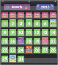 EAMAY Classroom Monthly Calendar Pocket Chart with 71 Cards for Kids Learning for Home,Homeschool Supplies and Classroom Must Haves!(Black)
